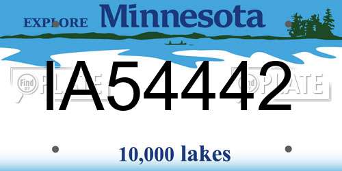 IA54442 Minnesota License Plate