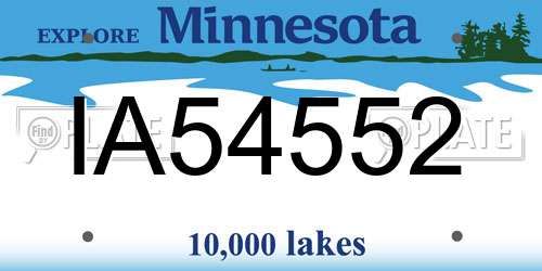 IA54552 Minnesota License Plate
