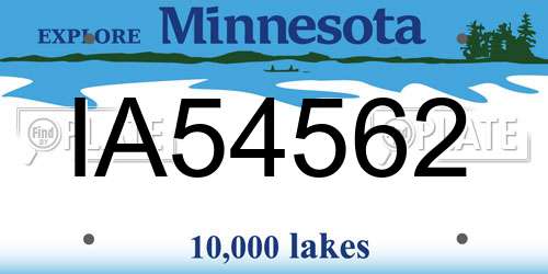 IA54562 Minnesota License Plate