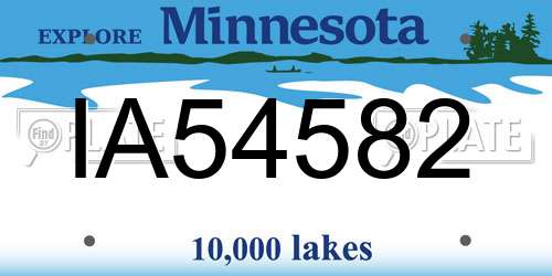 IA54582 Minnesota License Plate