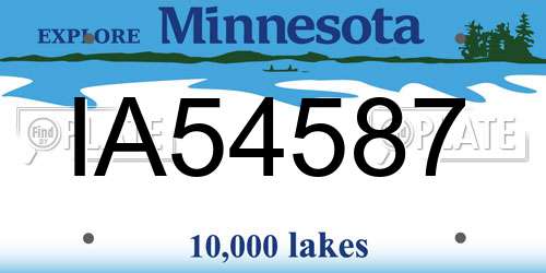IA54587 Minnesota License Plate