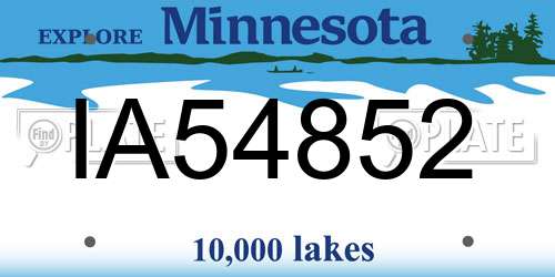 IA54852 Minnesota License Plate