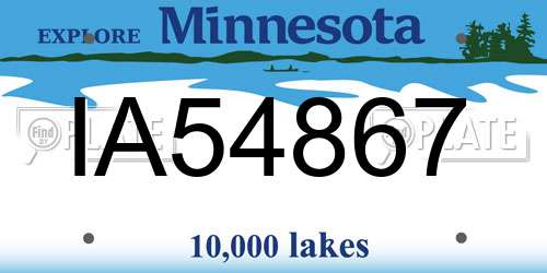 IA54867 Minnesota License Plate