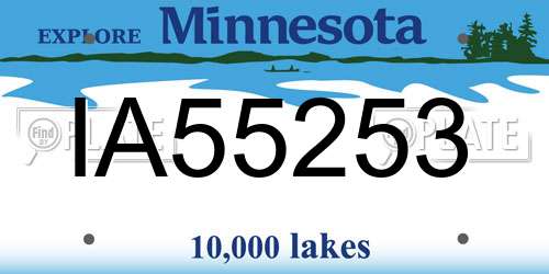 IA55253 Minnesota License Plate