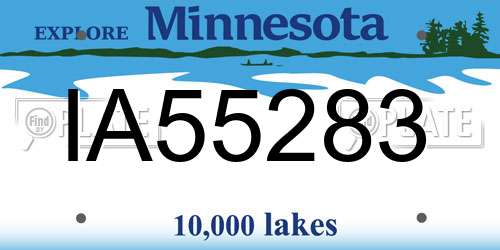 IA55283 Minnesota License Plate