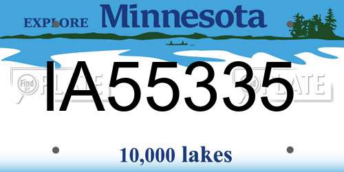 IA55335 Minnesota License Plate