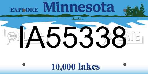 IA55338 Minnesota License Plate