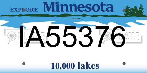 IA55376 Minnesota License Plate