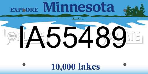 IA55489 Minnesota License Plate