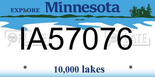 IA57076 Minnesota License Plate