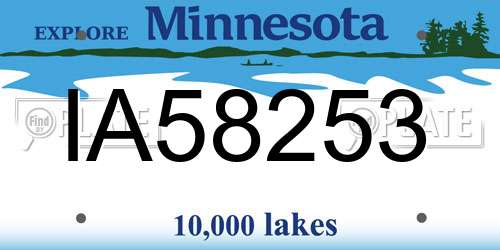 IA58253 Minnesota License Plate