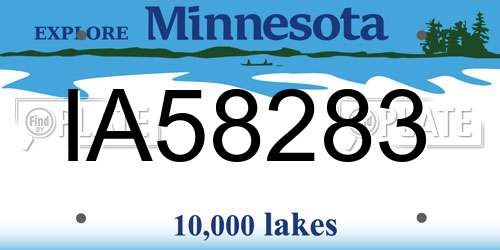 IA58283 Minnesota License Plate