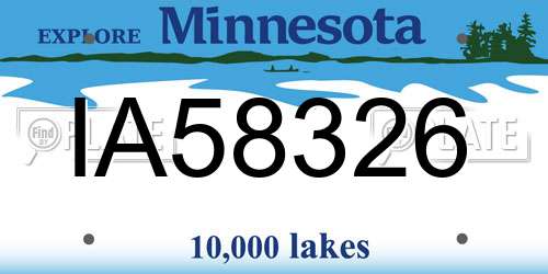 IA58326 Minnesota License Plate