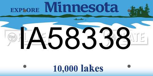 IA58338 Minnesota License Plate