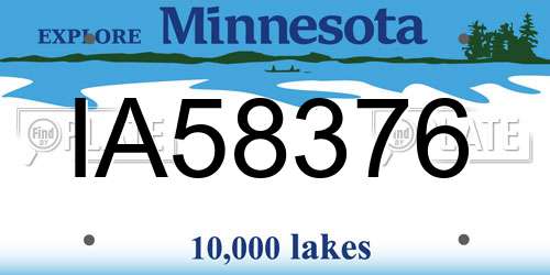 IA58376 Minnesota License Plate