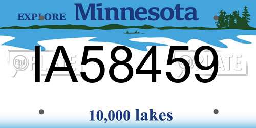 IA58459 Minnesota License Plate