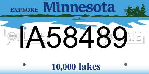IA58489 Minnesota License Plate