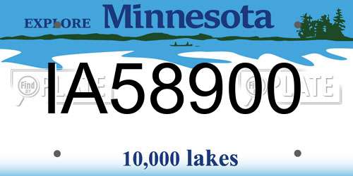 IA58900 Minnesota License Plate