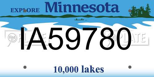 IA59780 Minnesota License Plate