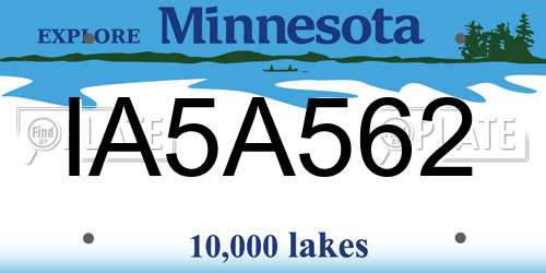 IA5A562 Minnesota License Plate