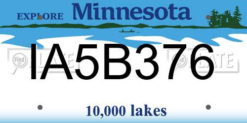 IA5B376 Minnesota License Plate