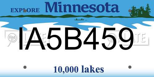 IA5B459 Minnesota License Plate