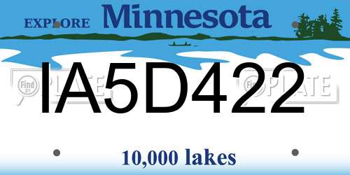 IA5D422 Minnesota License Plate