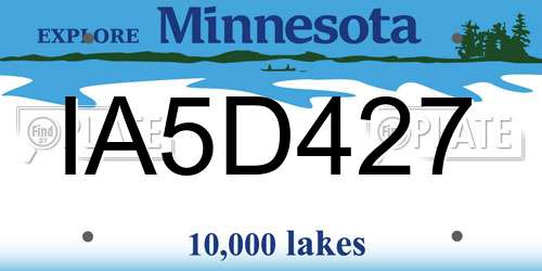 IA5D427 Minnesota License Plate