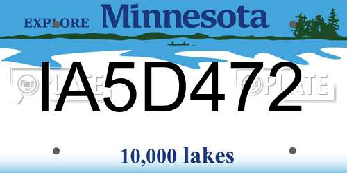 IA5D472 Minnesota License Plate