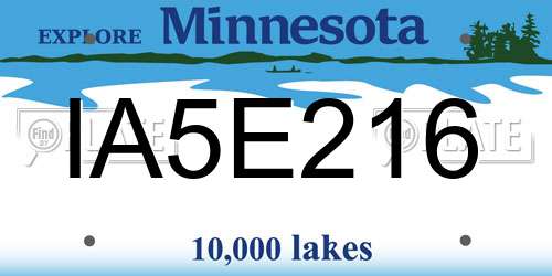 IA5E216 Minnesota License Plate