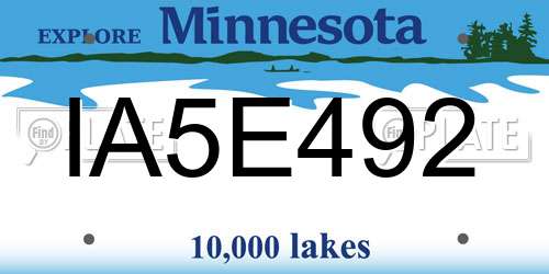 IA5E492 Minnesota License Plate