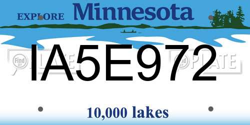 IA5E972 Minnesota License Plate