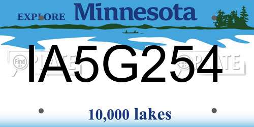 IA5G254 Minnesota License Plate