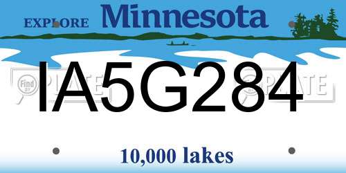 IA5G284 Minnesota License Plate