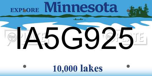 IA5G925 Minnesota License Plate