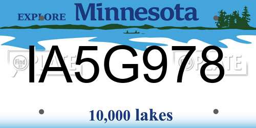 IA5G978 Minnesota License Plate