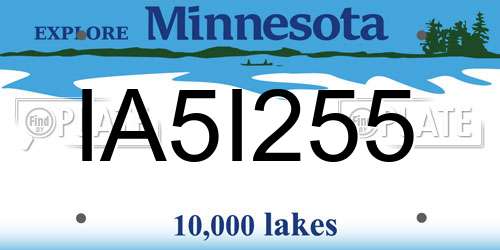 IA5I255 Minnesota License Plate