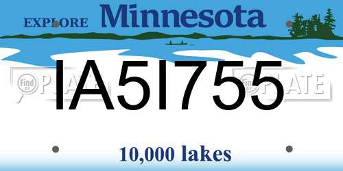 IA5I755 Minnesota License Plate