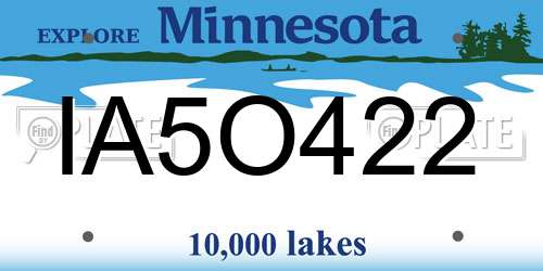 IA5O422 Minnesota License Plate
