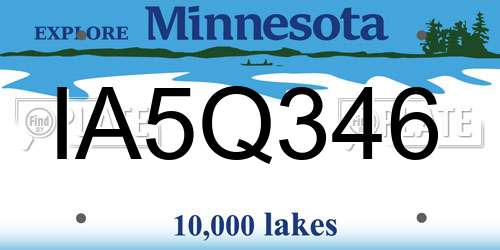 IA5Q346 Minnesota License Plate