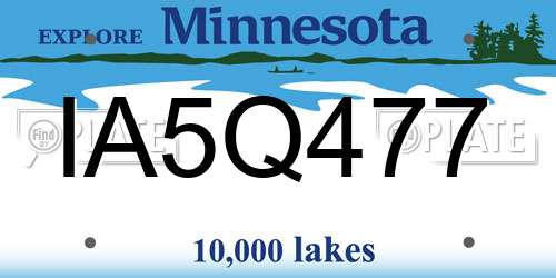 IA5Q477 Minnesota License Plate