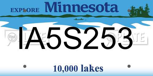 IA5S253 Minnesota License Plate