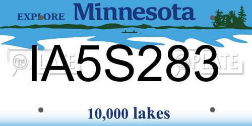 IA5S283 Minnesota License Plate