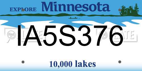 IA5S376 Minnesota License Plate