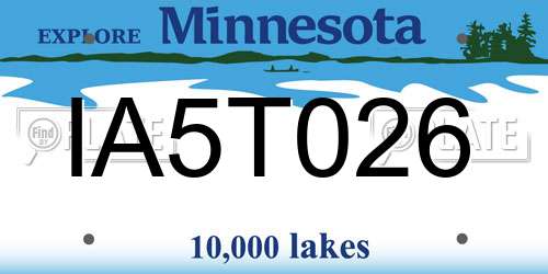 IA5T026 Minnesota License Plate