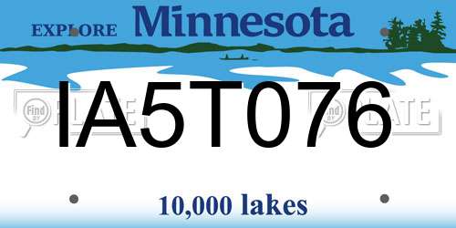 IA5T076 Minnesota License Plate
