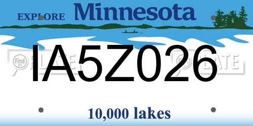 IA5Z026 Minnesota License Plate