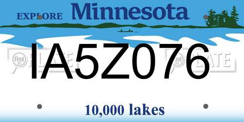 IA5Z076 Minnesota License Plate