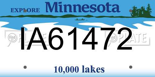 IA61472 Minnesota License Plate