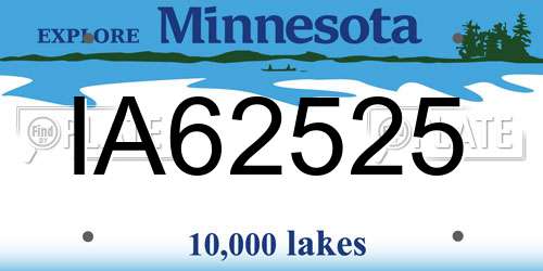 IA62525 Minnesota License Plate